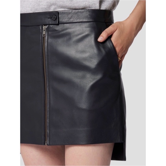 Equipment Myra Black Leather Skirt Asymmetric High-Low Size 8 Lambskin - Picture 3 of 12